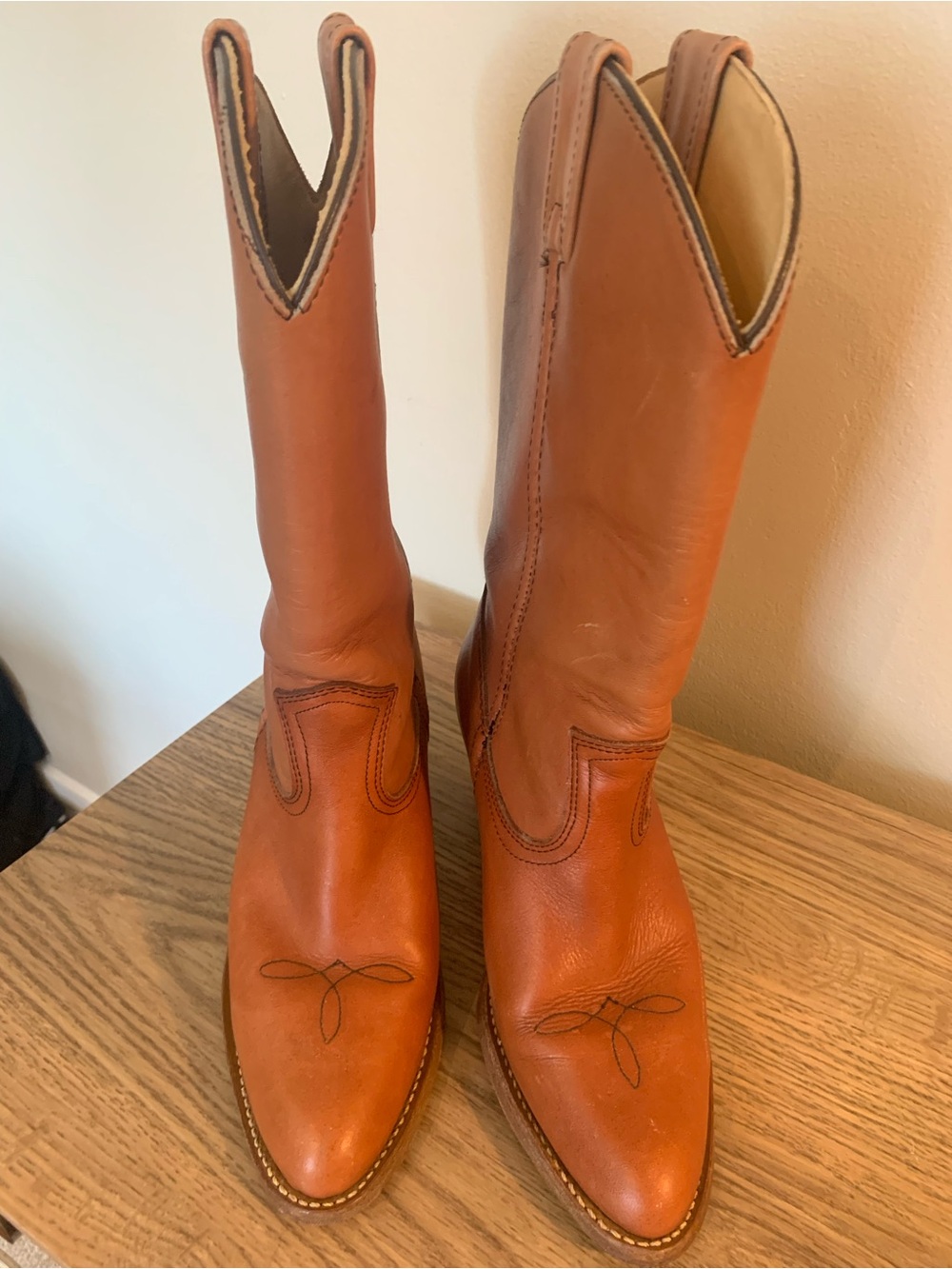 Women's Tan Leather Mid-Calf Campus Style Boots